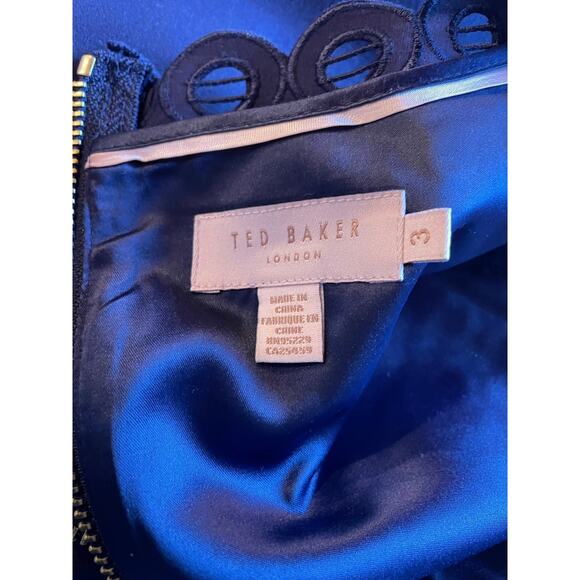 Ted Baker London Verita Cutout Sheath Shift Navy Blue Dress sz 3 / sz M - Picture 9 of 10
